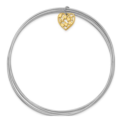 Sterling Silver Heart Bangle Bracelet – view 2