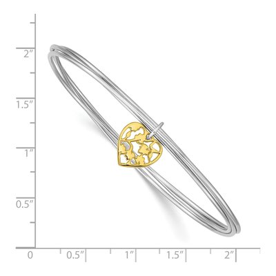 Sterling Silver Heart Bangle Bracelet – view 3