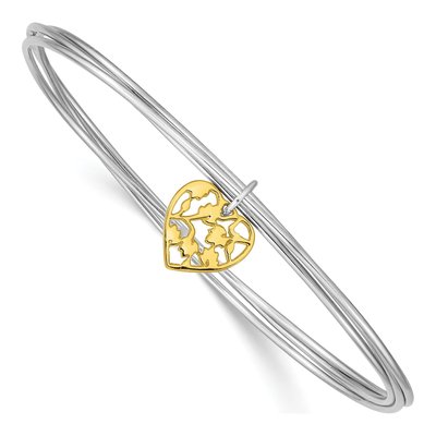 Sterling Silver Heart Bangle Bracelet