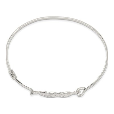 Sterling Silver Heart Bangle Bracelet – view 3