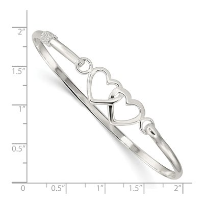 Sterling Silver Heart Bangle Bracelet – view 4
