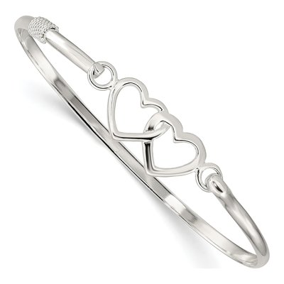 Sterling Silver Heart Bangle Bracelet