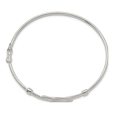Sterling Silver Textured Love Knot Flexible Bangle Bracelet – view 3