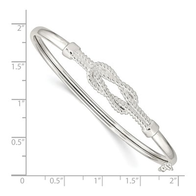 Sterling Silver Textured Love Knot Flexible Bangle Bracelet – view 4