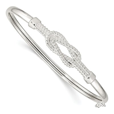 Sterling Silver Textured Love Knot Flexible Bangle Bracelet