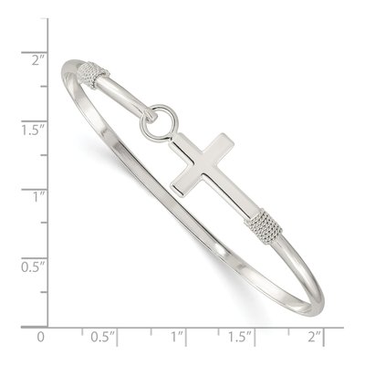 Sterling Silver Cross Bangle Bracelet – view 3