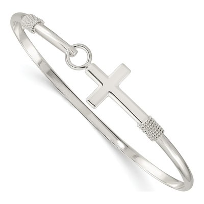 Sterling Silver Cross Bangle Bracelet