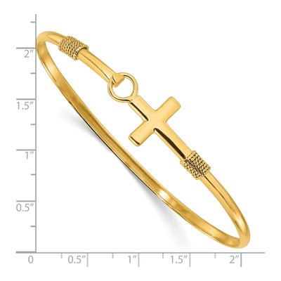 Gold-Plated Sterling Silver Cross Bangle Bracelet – view 3