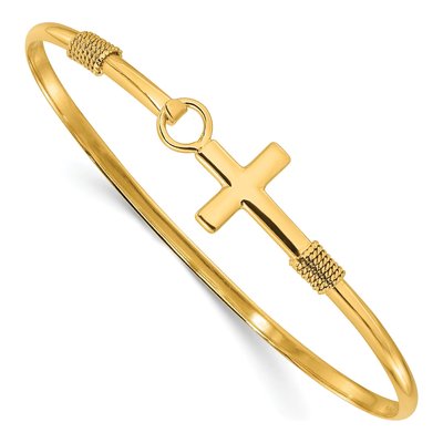 Gold-Plated Sterling Silver Cross Bangle Bracelet