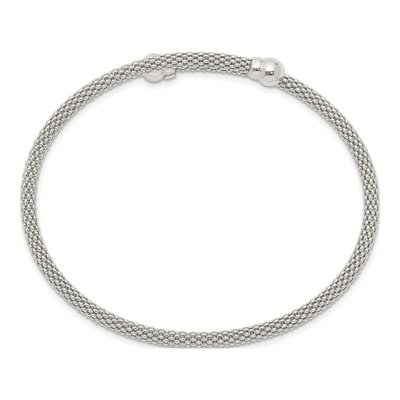 Sterling Silver Textured Flexible Bangle Bracelet – view 3