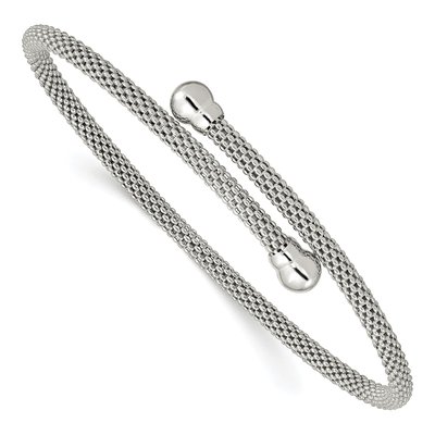 Sterling Silver Textured Flexible Bangle Bracelet
