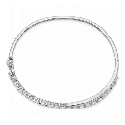 Sterling Silver CZ Criss Cross Hinged Bangle Bracelet – view 3