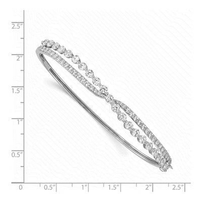 Sterling Silver CZ Criss Cross Hinged Bangle Bracelet – view 4