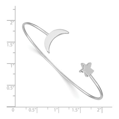 Sterling Silver Moon Star Slip-On Cuff Bracelet – view 4