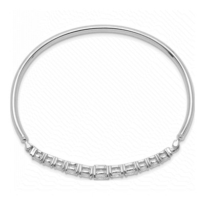Sterling Silver CZ Graduated Hinged Bangle Bracelet – view 3