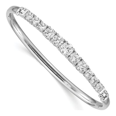 Sterling Silver CZ Graduated Hinged Bangle Bracelet