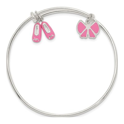 Sterling Silver Girl's Ballet Shoes Bangle Bracelet – view 2