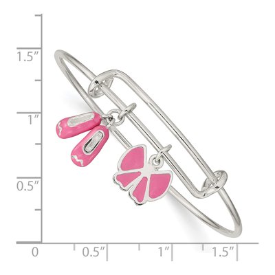 Sterling Silver Girl's Ballet Shoes Bangle Bracelet – view 3