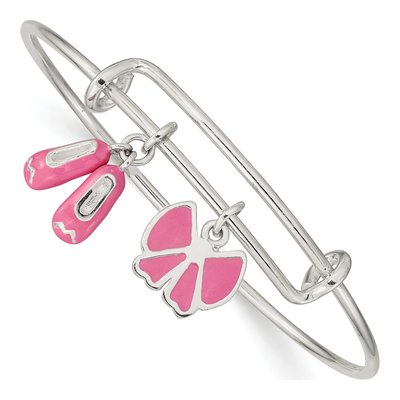 Sterling Silver Girl's Ballet Shoes Bangle Bracelet