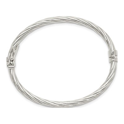 Sterling Silver Twisted Baby Bangle Bracelet – view 3