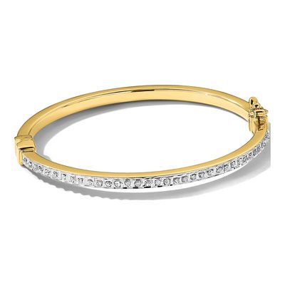 Gold-Plated Sterling Silver Diamond Baby Bangle Bracelet – view 5
