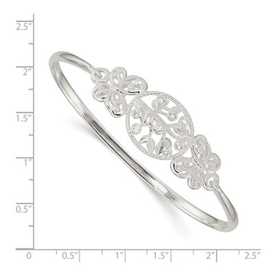 Sterling Silver CZ Butterfly Tree Bangle Bracelet – view 4