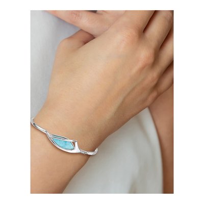 Sterling Silver Larimar Bangle Bracelet – view 4