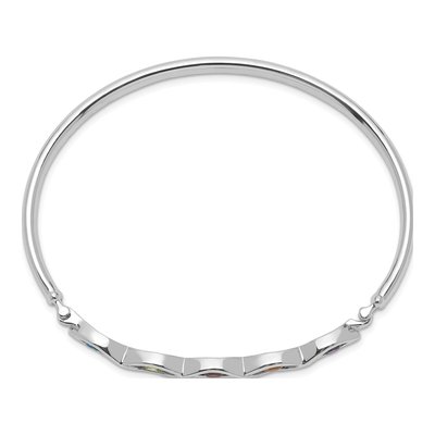Sterling Silver Swiss Blue Topaz & Amethyst Multi-Gemstone Hinged Bangle Bracelet – view 3