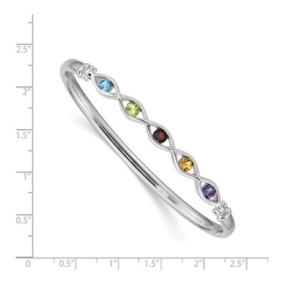 Sterling Silver Swiss Blue Topaz & Amethyst Multi-Gemstone Hinged Bangle Bracelet – view 4