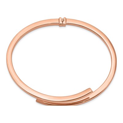 Rose Gold-Plated Sterling Silver Bypass Hinged Bangle Bracelet – view 3