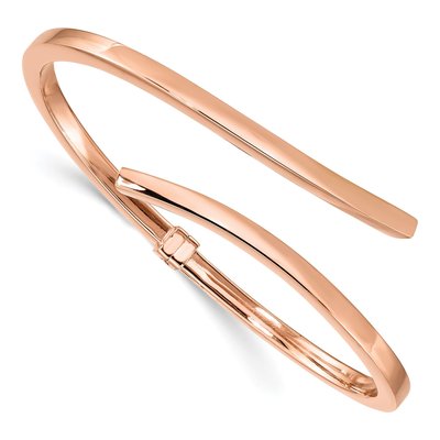 Rose Gold-Plated Sterling Silver Bypass Hinged Bangle Bracelet