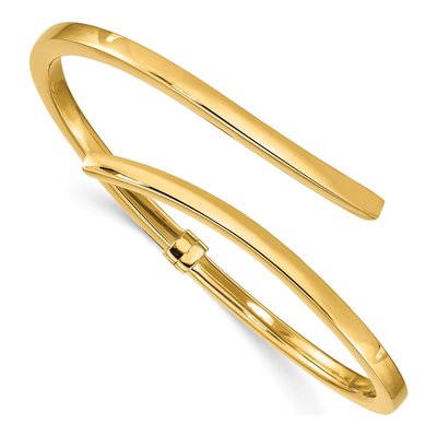 Gold-Plated Sterling Silver Bypass Hinged Bangle Bracelet