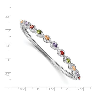 Sterling Silver CZ Multi-Color Hinged Bangle Bracelet – view 4