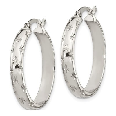 Sterling Silver Diamond-Cut Bangle & Hoop Set – view 4