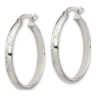 Sterling Silver Diamond-Cut Bangle & Hoop Earring Set – view 4