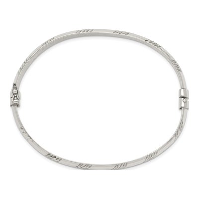 Sterling Silver Diamond-Cut Hinged Bangle Bracelet – view 3