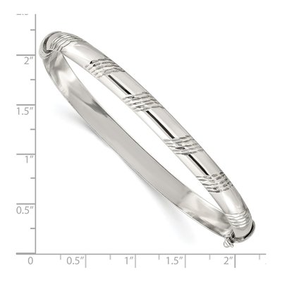 Sterling Silver Diamond-Cut Hinged Bangle Bracelet – view 4
