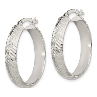 Sterling Silver Diamond-Cut Bangle & Hoop Set – view 3