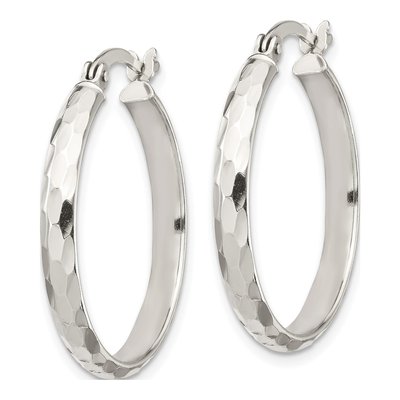 Sterling Silver Diamond-Cut Bangle & Hoop Earring Set – view 4