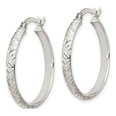 Sterling Silver Diamond-Cut Bangle & Hoop Earring Set – view 4