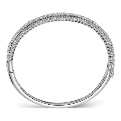 Sterling Silver CZ Hinged Bangle Bracelet – view 2