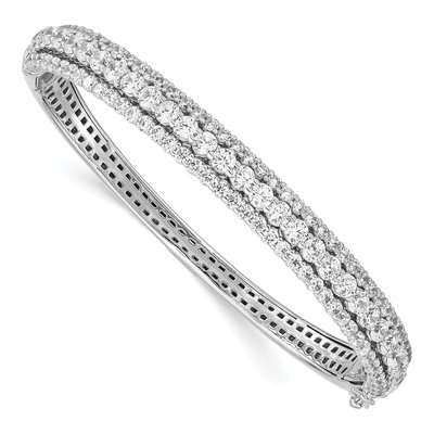 Sterling Silver CZ Hinged Bangle Bracelet