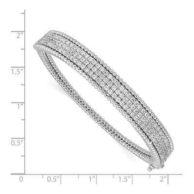 Sterling Silver CZ Hinged Bangle Bracelet – view 3