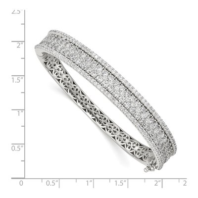 Sterling Silver CZ Pave Hinged Bangle Bracelet – view 2