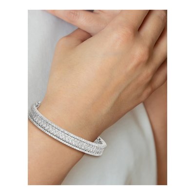Sterling Silver CZ Pave Hinged Bangle Bracelet – view 3