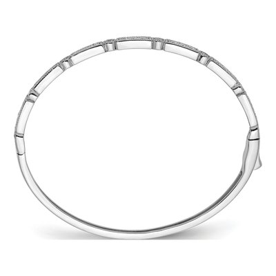 Sterling Silver CZ Hinged Bangle Bracelet – view 2