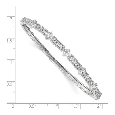 Sterling Silver CZ Hinged Bangle Bracelet – view 3