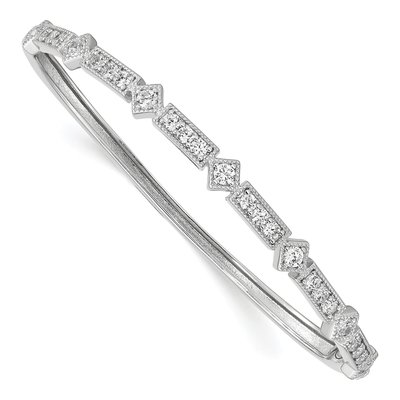 Sterling Silver CZ Hinged Bangle Bracelet