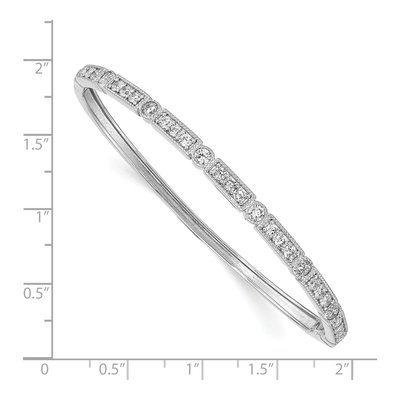 Sterling Silver CZ Shimmer 29-Stone Hinged Bangle Bracelet – view 2