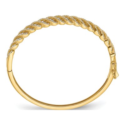 Gold-Plated Sterling Silver CZ Hinged Bangle Bracelet – view 2